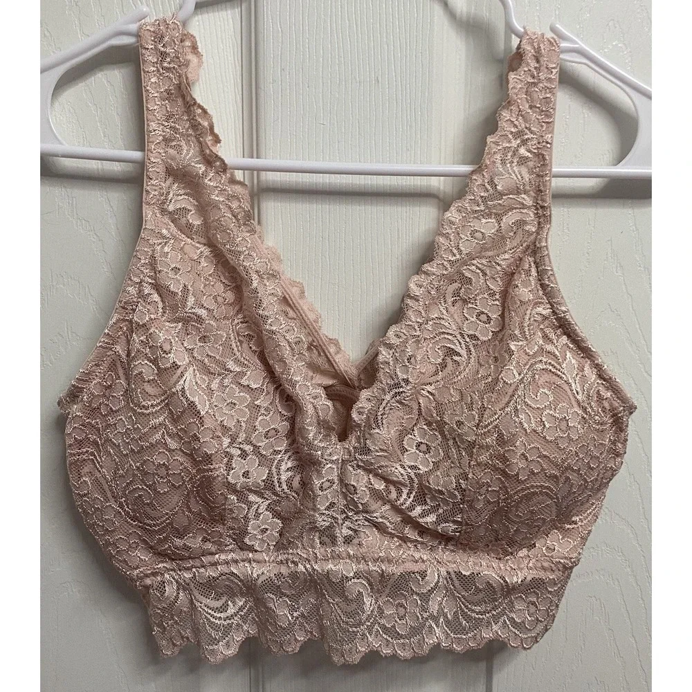 Smart & Sexy Women Bralette Bra Pink & Black Lace 36D/38C EUC